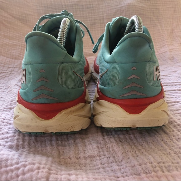 HOKA Clifton 8 Blue and Red Running Walking Shoe Sneakers - Picture 6 of 11